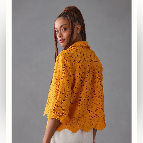 MAEVE LACE HALF-SLEEVE BUTTONDOWN SHIRT - Picture 2 of 6